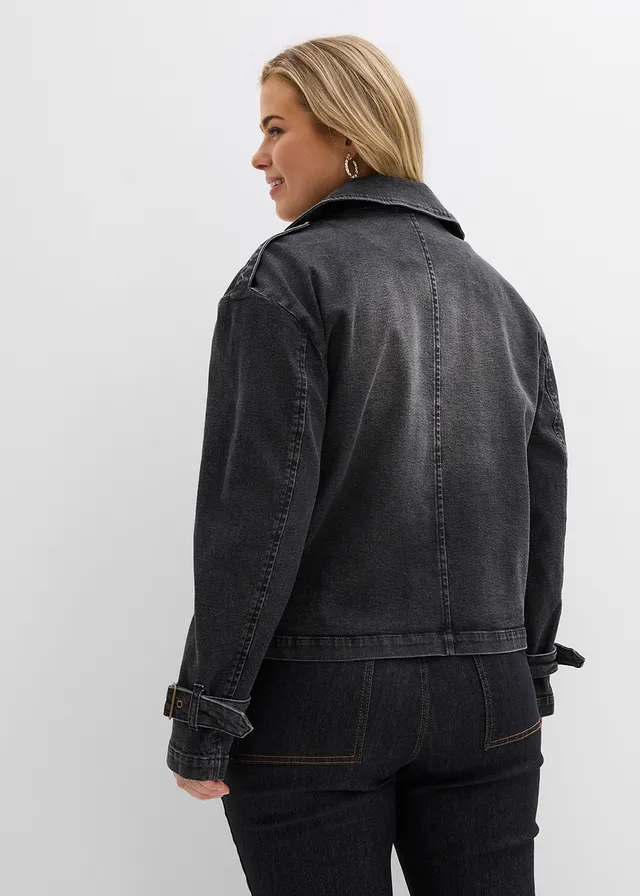 Trench court en denim, Couleur: noir denim