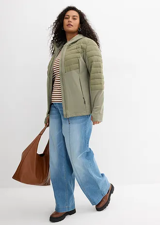 Veste matelassée déperlante avec softshell, Couleur: olive