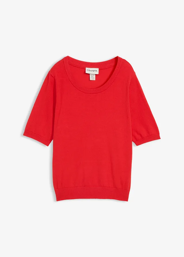 Fijngebreide trui • aardbeirood • bonprix online shop