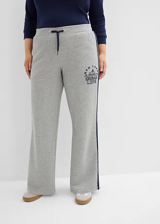 Sweatpants in een zachte katoenmix, Kleur: lichtgrijs gemêleerd-donkerblauw