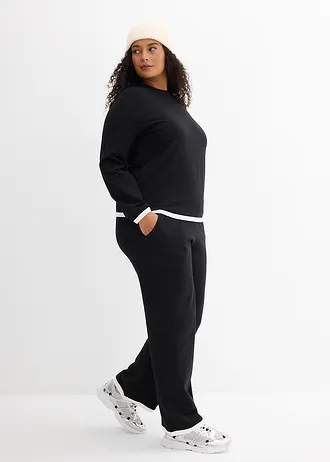 Katoenen joggingpak (dubbele set van 2 stuks), Kleur: zwart/wit