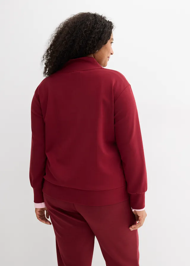 Sweat-shirt doux en matière néoprène, Couleur: rouge rubis