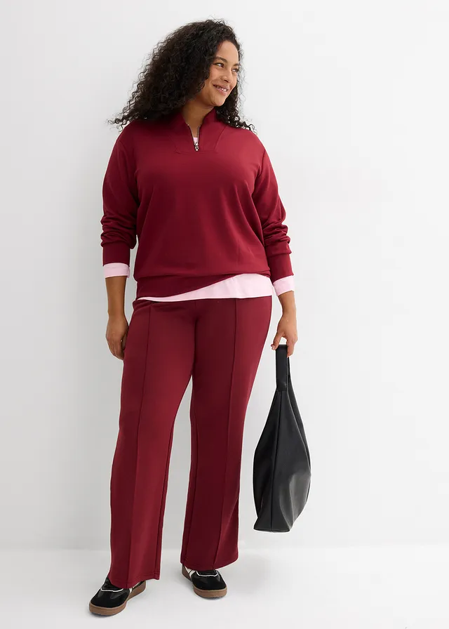 Sweat-shirt doux en matière néoprène, Couleur: rouge rubis
