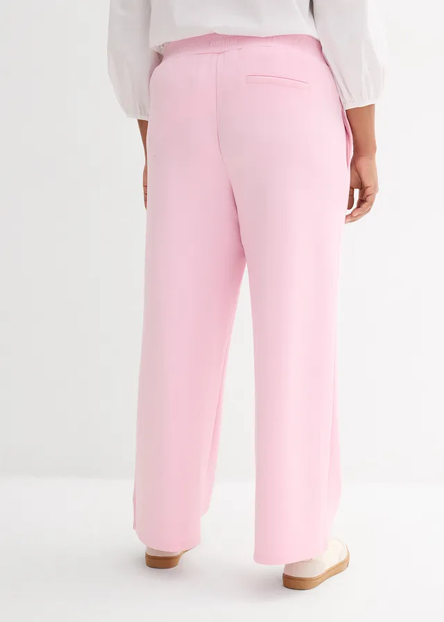 Pantalon en jersey néoprène à pinces, Couleur: rose cristal