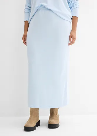 Sweatrok in gebreide look, Kleur: poederblauw gemêleerd