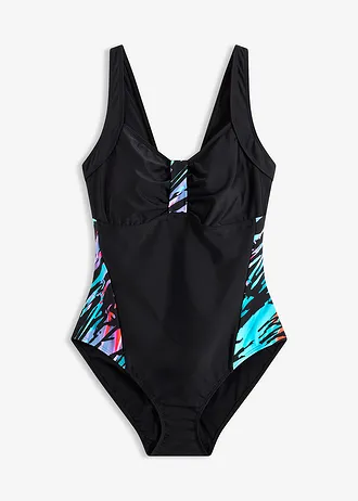 Maillot sculptantavec empiècement imprimés, maintien modéré