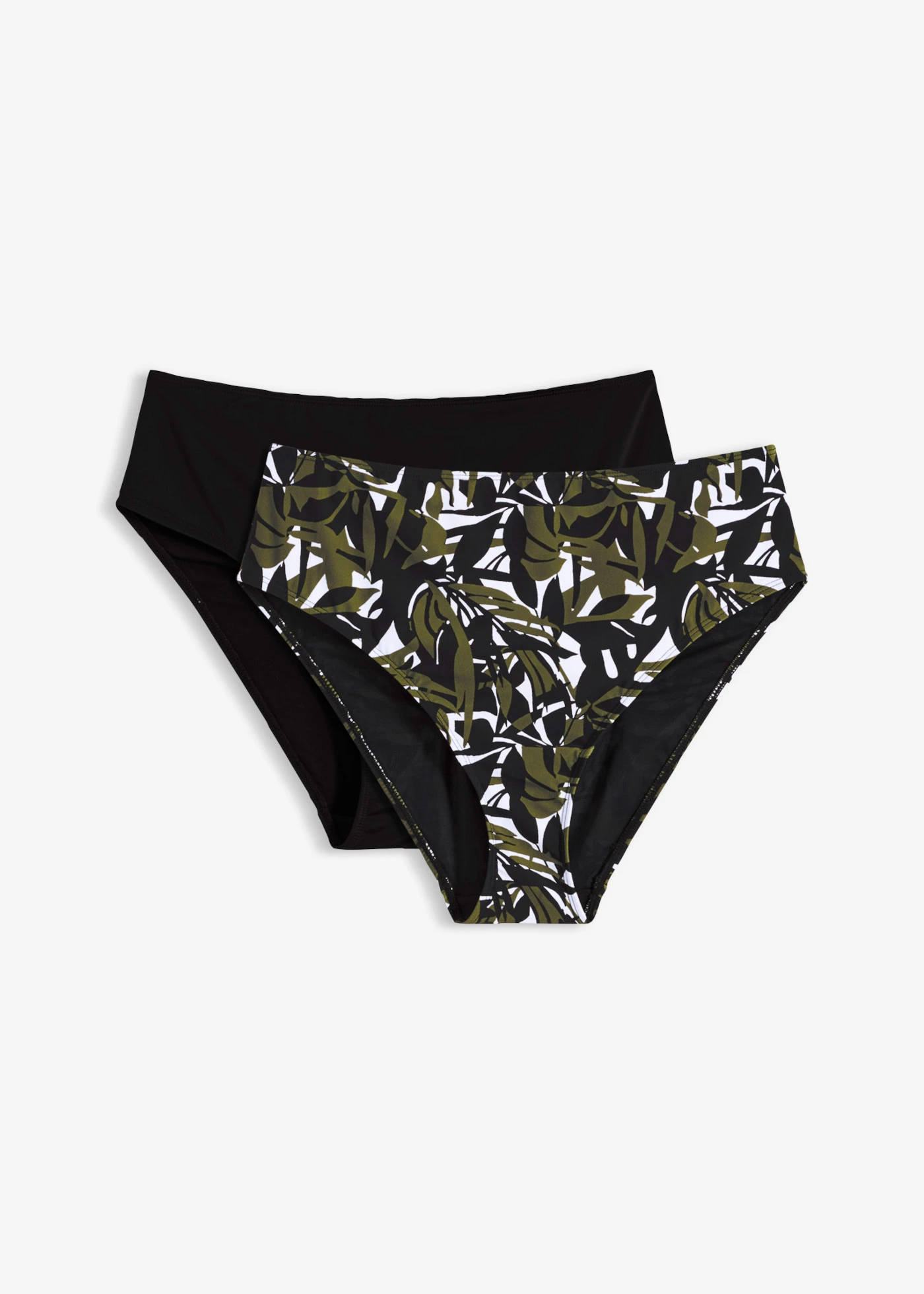 Corrigerend bikinibroekje, licht corrigerend (set van 2) • zwart + wolwit-zwart-olijfgroen gedessineerd • bonprix online shop