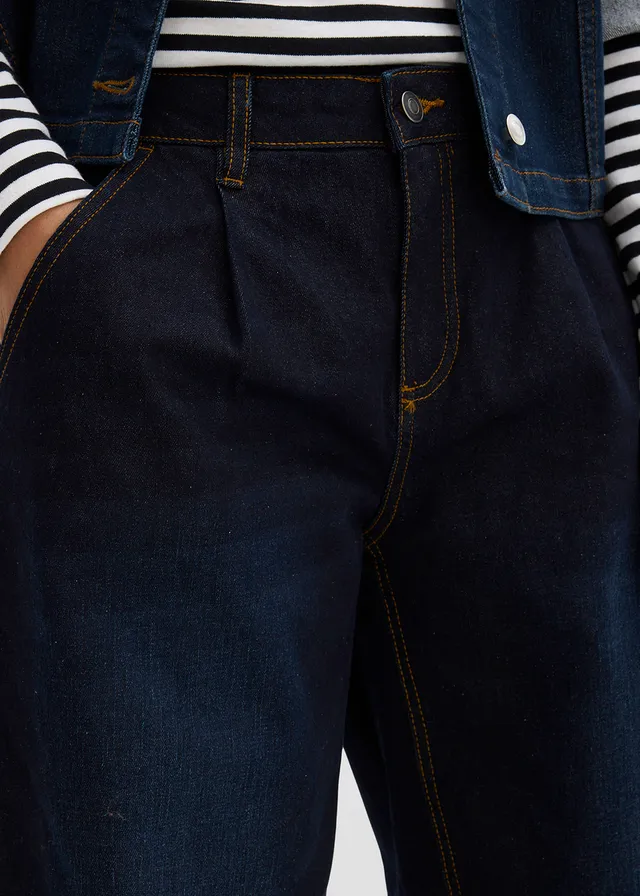 Barrel stretch jeans, mid waist • donkerblauw denim used • product-page.page-title-suffix