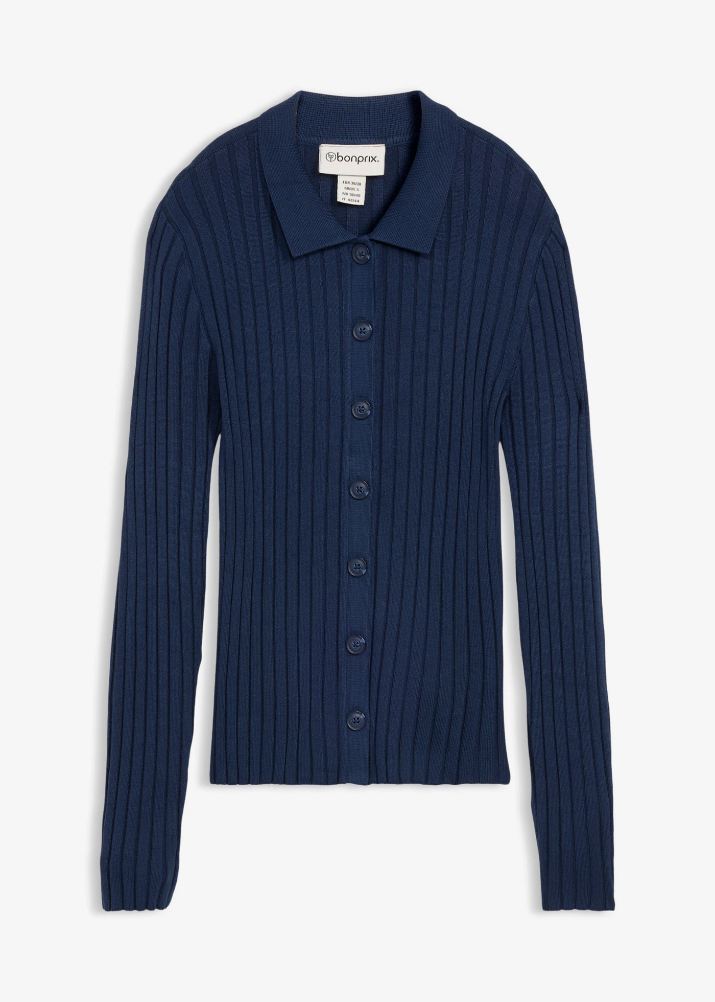 Bluză polo din tricot ripsat cu viscoză • bleumarin • magazin bonprix