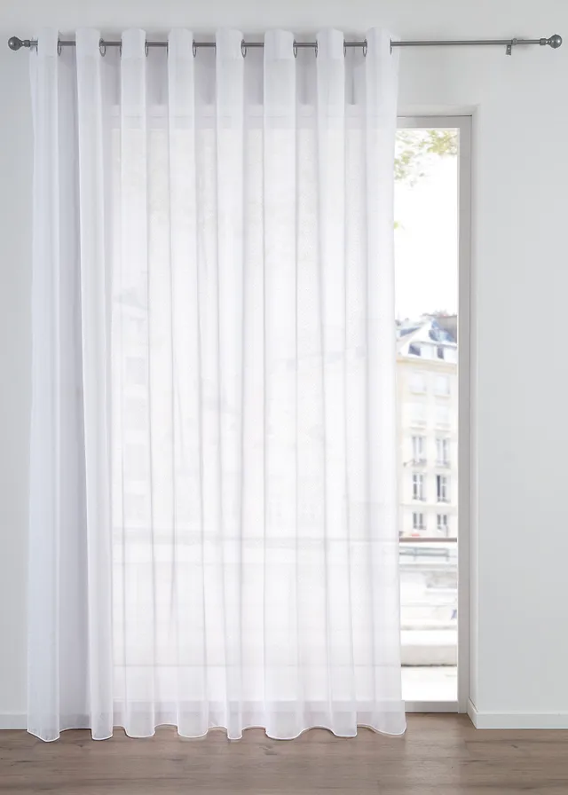 Transparant sablé gordijn, Kleur: wit