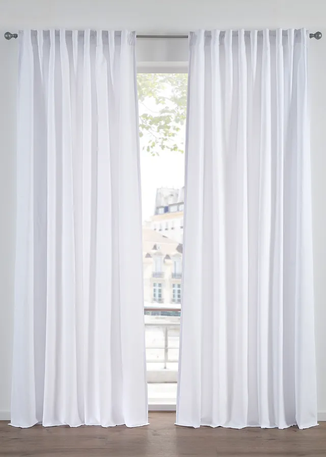 Onderhoudsvriendelijke gordijnen van microvezel (2 stuks) • wit • bonprix online shop