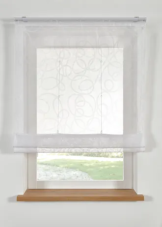 Gedessineerd, transparant ophaalgordijn met gerecycled polyester