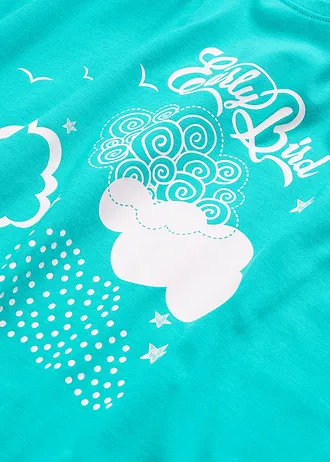 Capri pyjama van biologisch katoen, Kleur: smaragd-wit