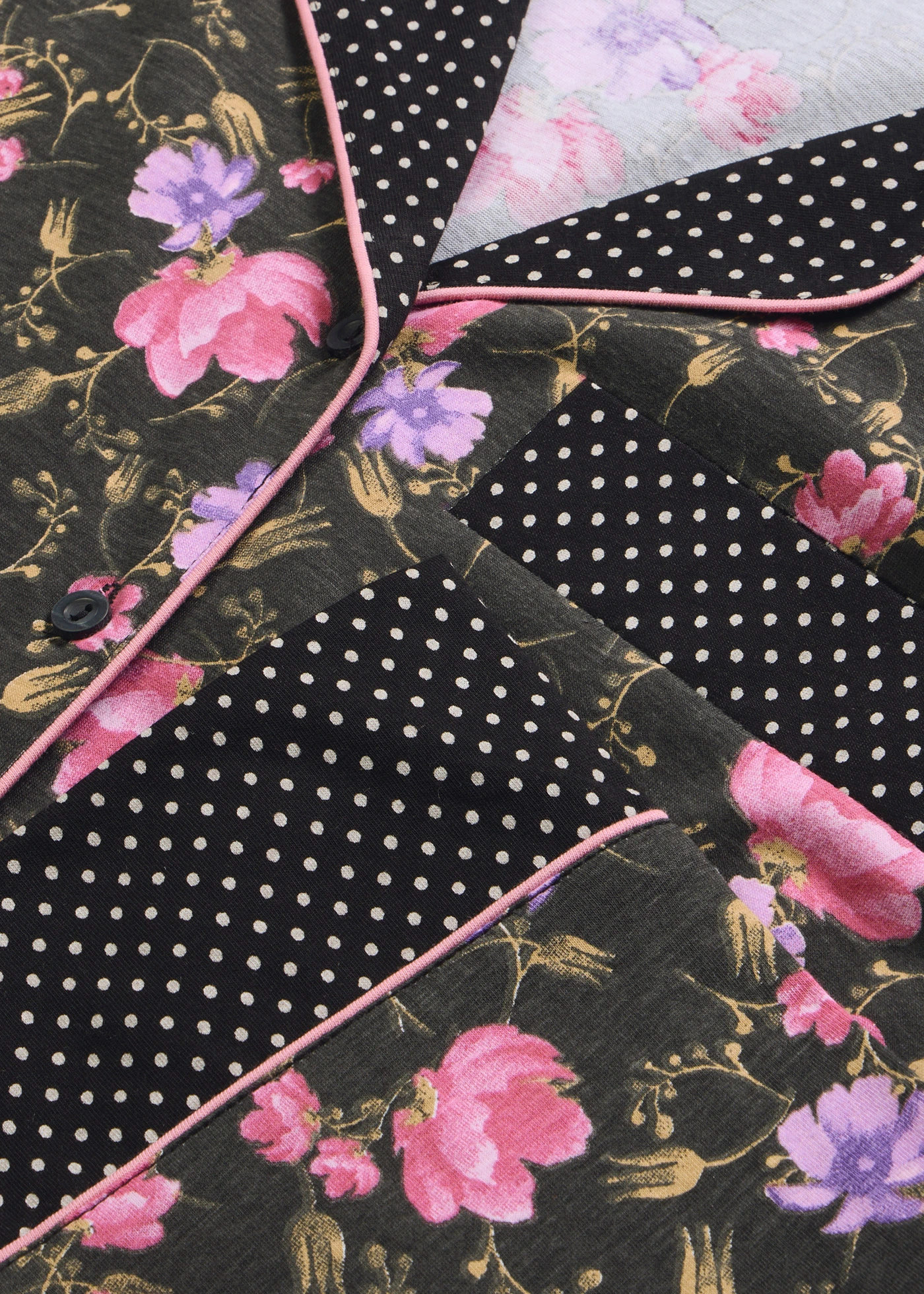 Pyjama van puur katoen • zwart gebloemd-gestippeld • bonprix online shop
