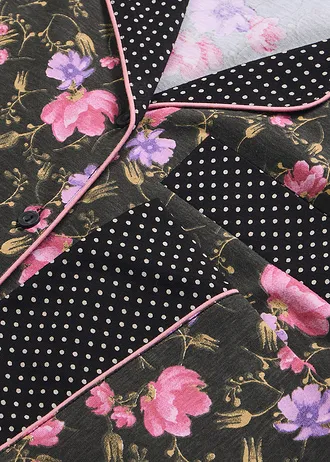 Pyjama van puur katoen • zwart gebloemd-gestippeld • bonprix online shop