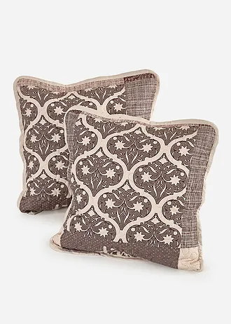 Lot de 2 housses de coussin à imprimé patchwork • crème • Boutique bonprix