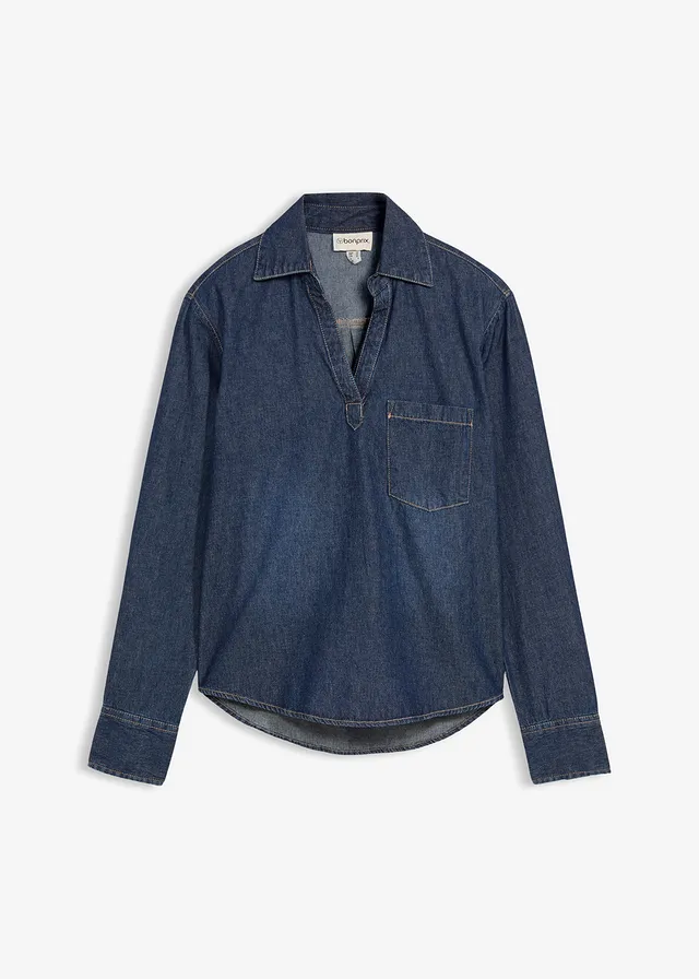 Spijkertuniek van biologisch katoen, Kleur: donkerblauw denim used