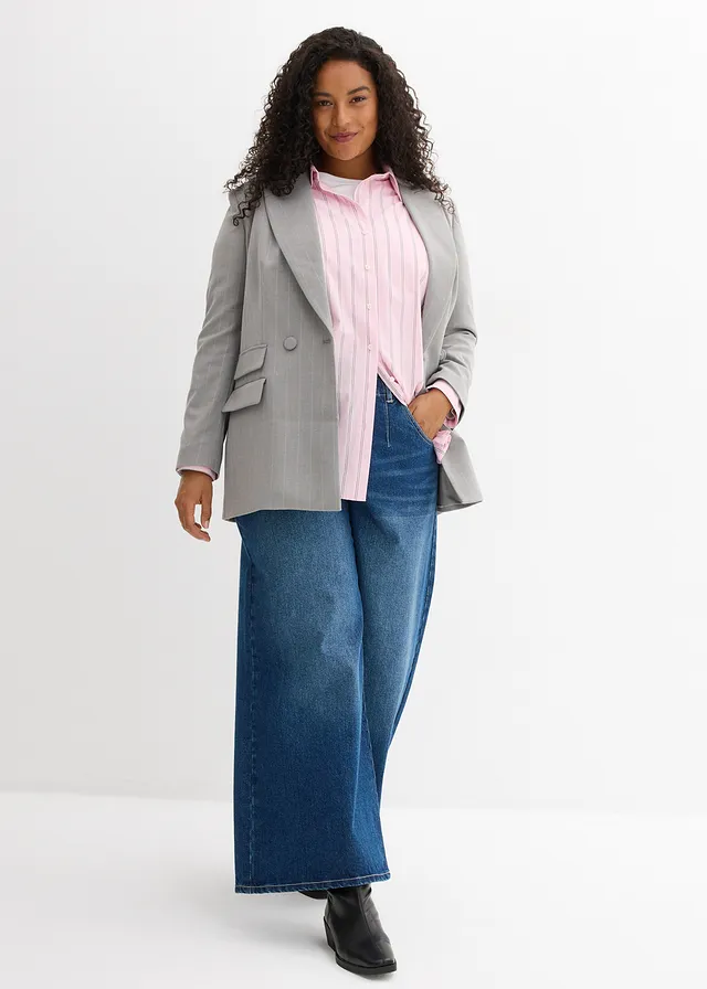 Chemise oversize 100% coton, Couleur: rose cristal rayé