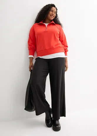 Gestreepte jersey broek in een katoenmix, Kleur: antraciet gemêleerd-zwart gestreept