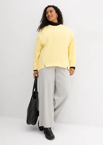 Jersey broek van ribstof (set van 2), Kleur: lichtgrijs gemêleerd-zwart