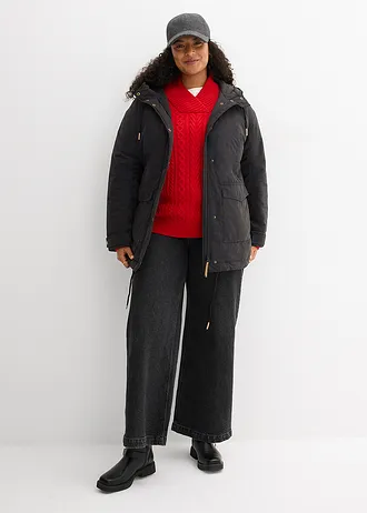 Warm gewatteerde parka, Kleur: zwart