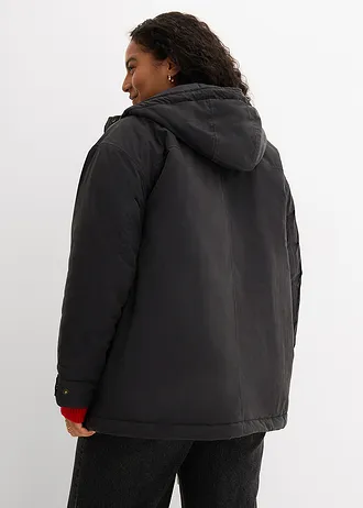 Warm gewatteerde parka, Kleur: zwart