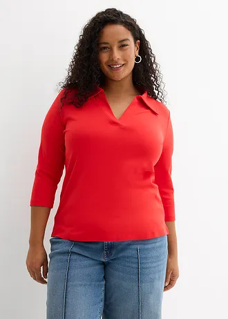 Poloshirt van biologisch katoen, Kleur: aardbeirood