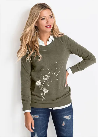 Sweater • donkerolijfgroen gemêleerd • bonprix online shop