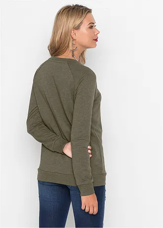 Sweat • olive foncé chiné • Boutique bonprix