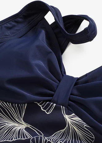 Licht corrigerend badpak met gedessineerd inzetstuk • donkerblauw met print • bonprix online shop