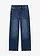 Wide leg mid waist jeans, Kleur: blauw denim