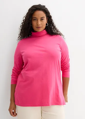 Shirt met col van biologisch katoen, Kleur: pinklady