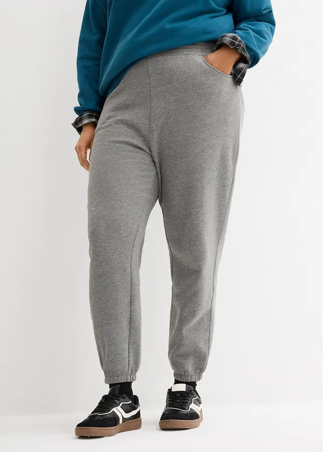 Jogging forme sarouel 100% coton, Couleur: gris chiné