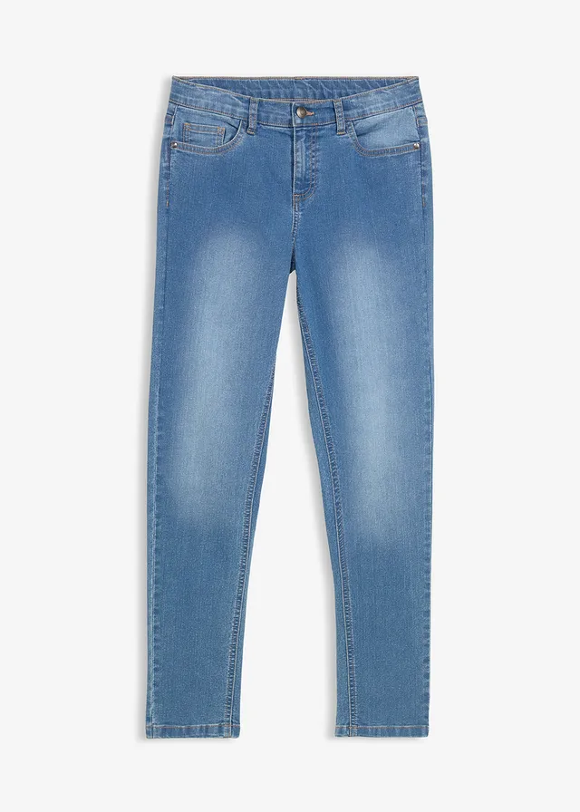 Skinny meisjes jeans mid waist, Kleur: lichtblauw denim