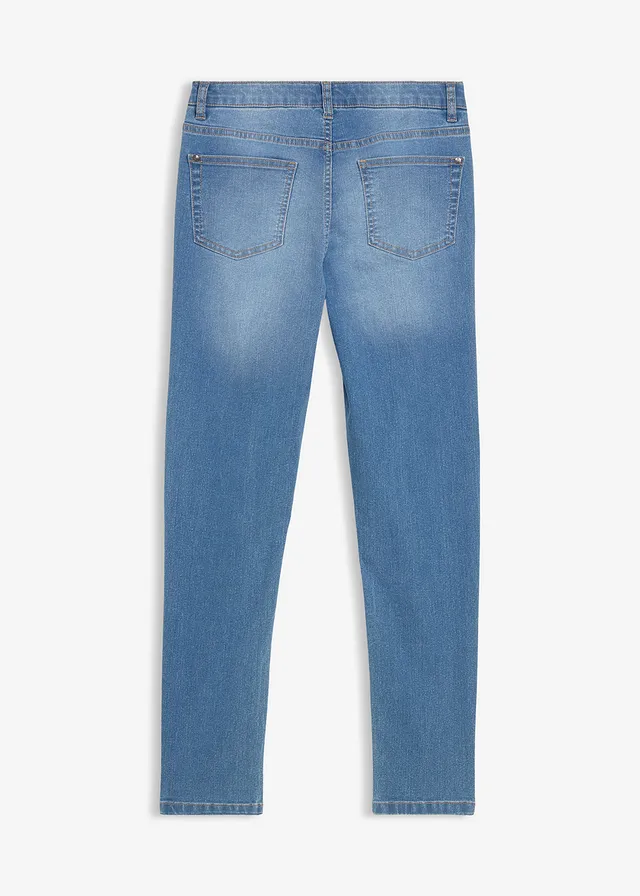 Skinny meisjes jeans mid waist, Kleur: lichtblauw denim