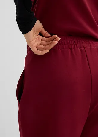 Pantaloni jerse din material scuba, croială barrel • roșu rubiniu • magazin bonprix