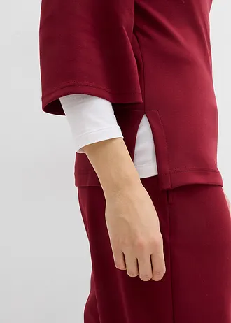 Bluză tricot boxy din material scuba, cu inserție elastică • roșu rubiniu • magazin bonprix