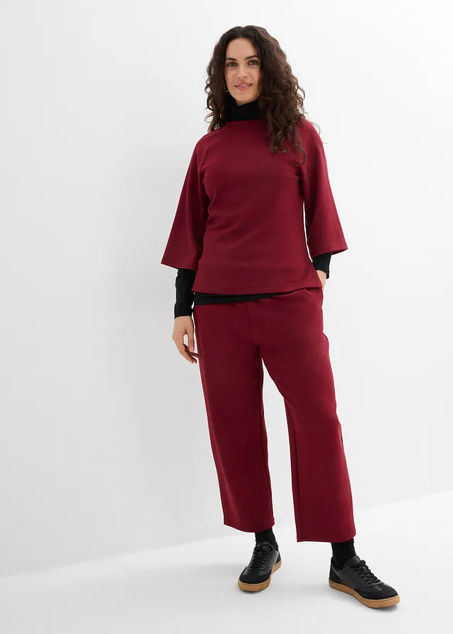 Jersey broek van scuba in barrel model, Kleur: robijnrood