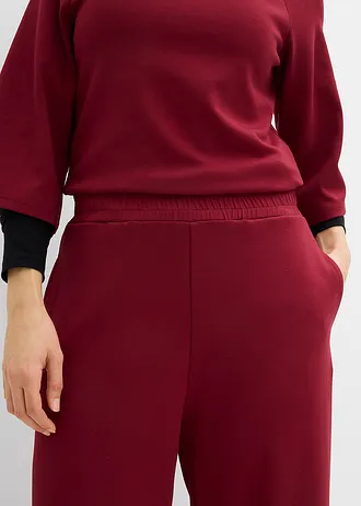 Pantaloni jerse din material scuba, croială barrel • roșu rubiniu • magazin bonprix