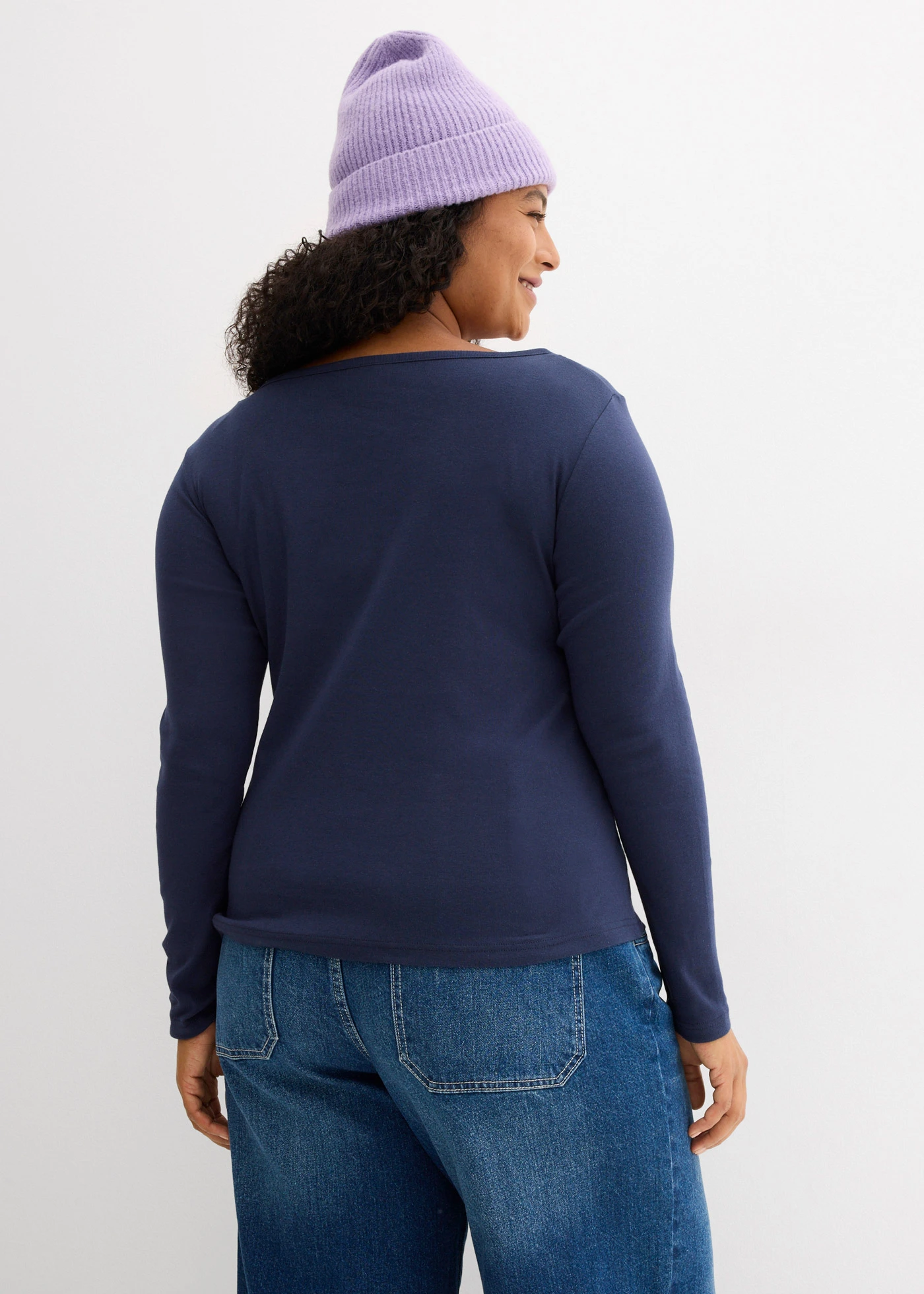 Tričko s dlhým rukávom z čistej bio bavlny • tmavomodrá plus size • obchod bonprix