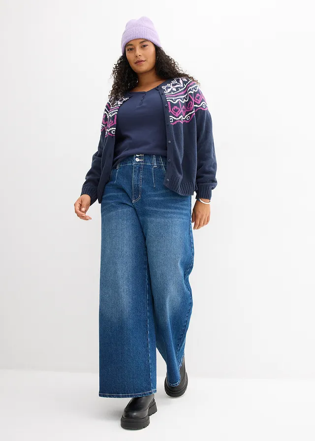 Tričko s dlhým rukávom z čistej bio bavlny • tmavomodrá plus size • obchod bonprix