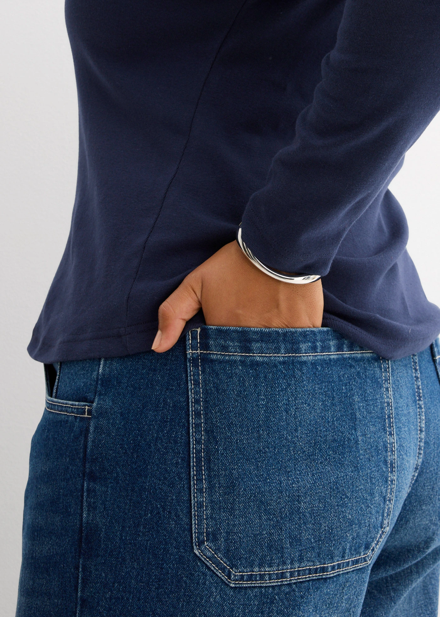 Tričko s dlhým rukávom z čistej bio bavlny • tmavomodrá plus size • obchod bonprix