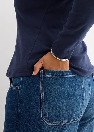 Tričko s dlhým rukávom z čistej bio bavlny • tmavomodrá plus size • obchod bonprix