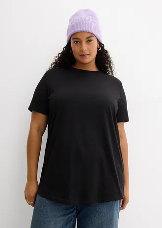 Lot de 2 T-shirts longs 100% coton, Couleur: noir/blanc