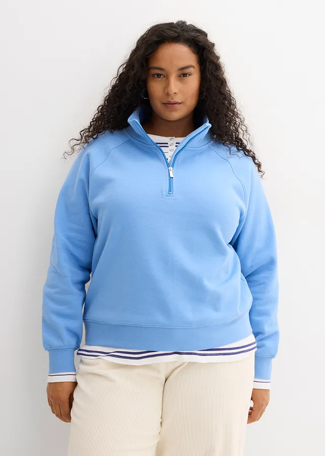 Sweat-shirt 100% coton, Couleur: bleu moyen