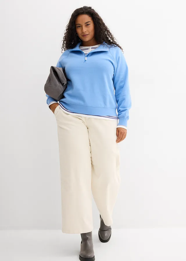Sweat-shirt 100% coton, Couleur: bleu moyen