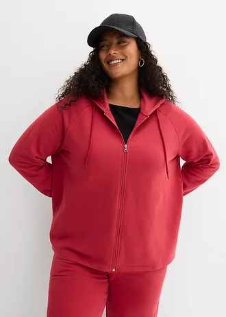 Sweatvest van puur biologisch katoen, Kleur: kersenrood