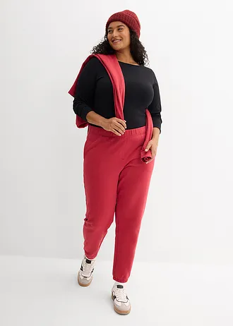 Sweatpants van puur biologisch katoen (set van 2), Kleur: zwart-kersenrood