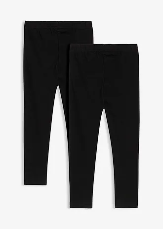 Lot de 3 leggings en coton extensible, Couleur: noir