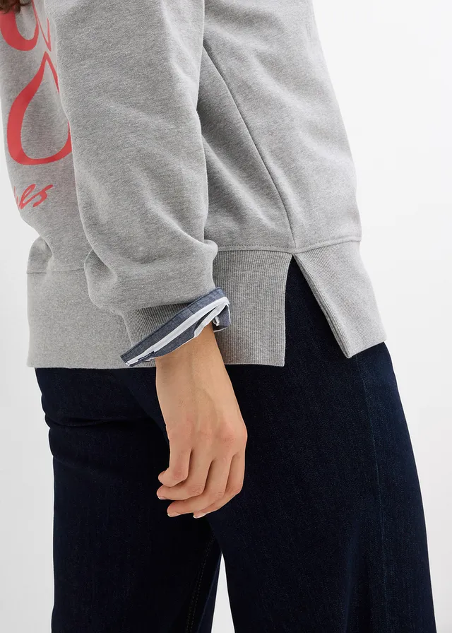 Sweat oversize en coton • gris clair chiné-fraise • product-page.page-title-suffix